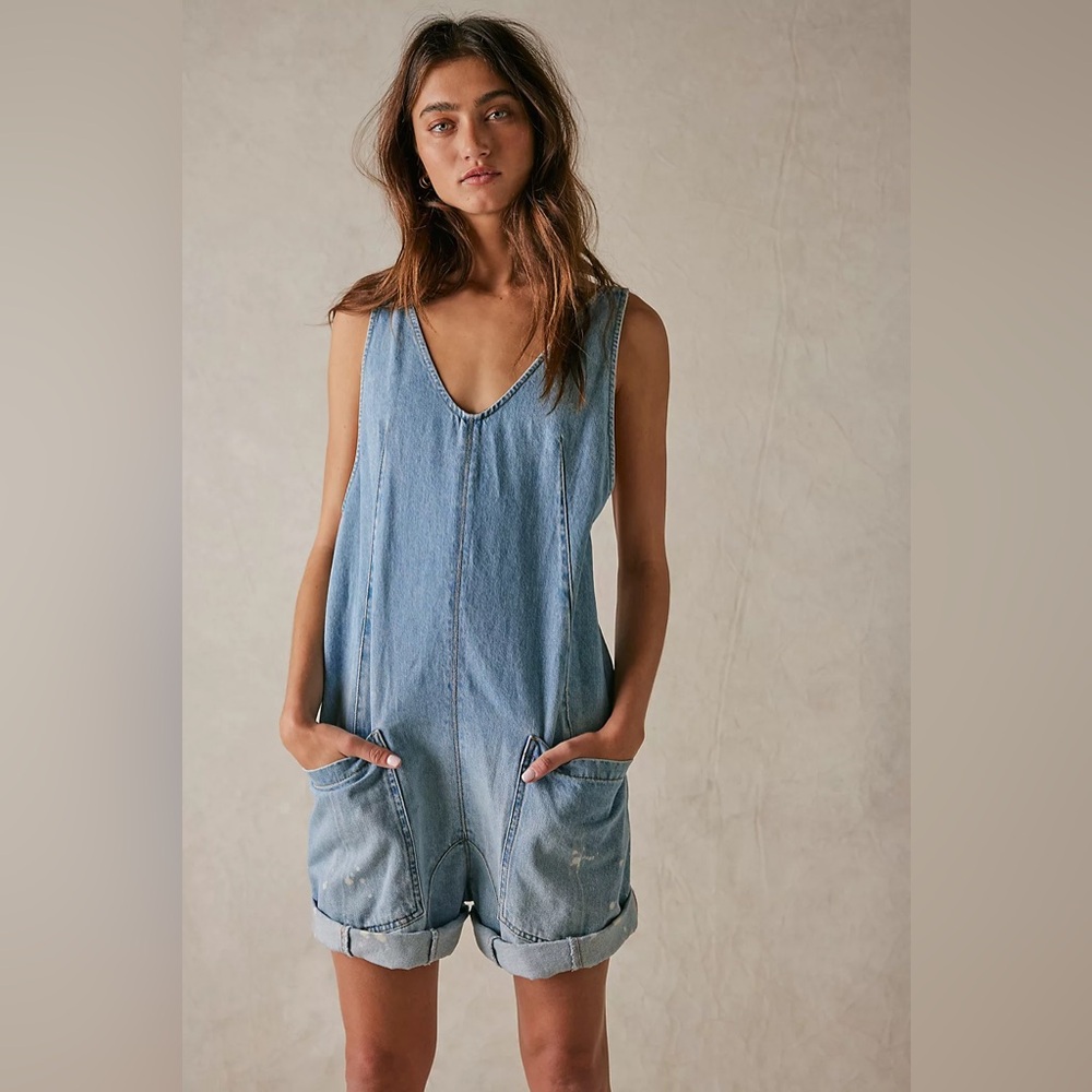 NWOT WeThe Free High Roller Shortall In Bright Eyes Sold Out On Free People - Picture 6 of 15